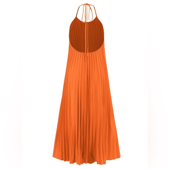 Halter Neck Maxi Dress in a Pleated Style - Picture 5 of 6